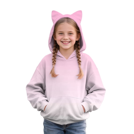 YunPes Girls Casual Bear Ear Hoodies Winter Warm Pullover Comfy Fleece Sweatshirts Long Sleeve Trendy 2025 Tops with Pockets
