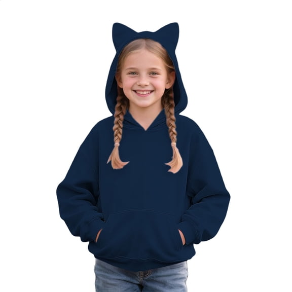 YunPes Girls Casual Bear Ear Hoodies Winter Warm Pullover Comfy Fleece Sweatshirts Long Sleeve Trendy 2025 Tops with Pockets