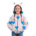 thumbnail image 1 of YunPes Girls Cat Ear Hoodies Heart Print Full Zip Hooded Jacket Cute Valentines Day Sweatshirt Cozy Fleece Coat Trendy Coat Sweaters, 1 of 4