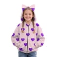 thumbnail image 1 of YunPes Girls Cat Ear Hoodies Heart Print Full Zip Hooded Jacket Cute Valentines Day Sweatshirt Cozy Fleece Coat Trendy Coat Sweaters, 1 of 4