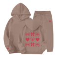 thumbnail image 1 of YunPes Girls Clothes Cute Print Hooded Sweatshirt & Jogger Sweatpants Set Casual Preppy Sweatsuit Fall Winter Outfits for Kids, 1 of 6