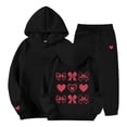 thumbnail image 1 of YunPes Girls Clothes Cute Print Hooded Sweatshirt & Jogger Sweatpants Set Casual Preppy Sweatsuit Fall Winter Outfits for Kids, 1 of 6