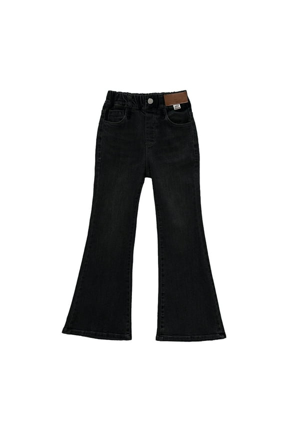 Girls Comfort Denim Flare Jeans Elastic High Waisted Stretchy Pants Girls Bell Bottom Trendy Fashion Jeggings Pants