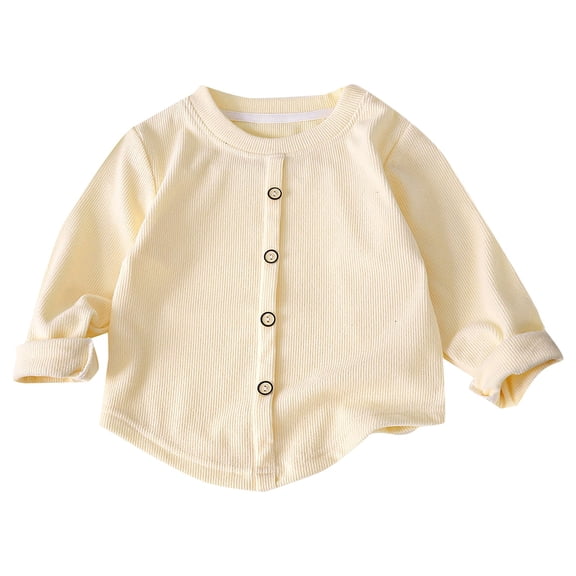 YunPes Girls Crewneck Knit Cardigan Comfy Loose Fit Button down Shirts Toddler Kids Fall Cute Casual Solid Long Sleeve Sweaters