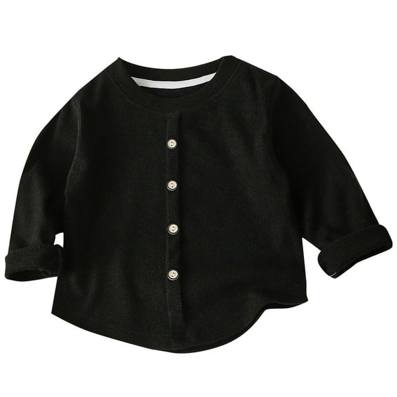 YunPes Girls Crewneck Knit Cardigan Comfy Loose Fit Button down Shirts Toddler Kids Fall Cute Casual Solid Long Sleeve Sweaters