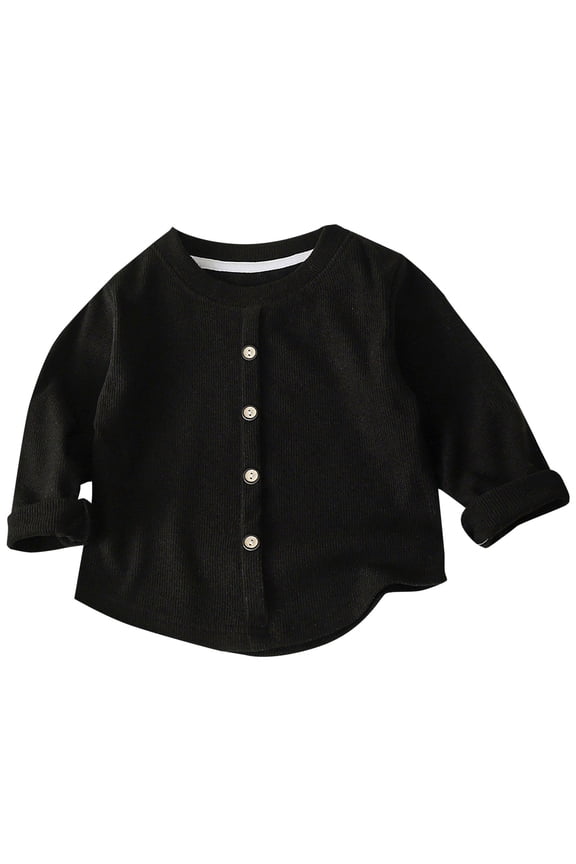 Girls Crewneck Knit Cardigan Comfy Loose Fit Button down Shirts Toddler Kids Fall Cute Casual Solid Long Sleeve Sweaters