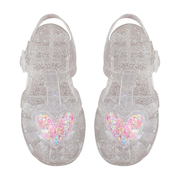 YunPes Girls Cute Jelly Sandals Adjustable Buckle Closed Toe Gladiator Flats Summer Soft Comfy Shoes Beach Vacation for Little Kid Big Kid