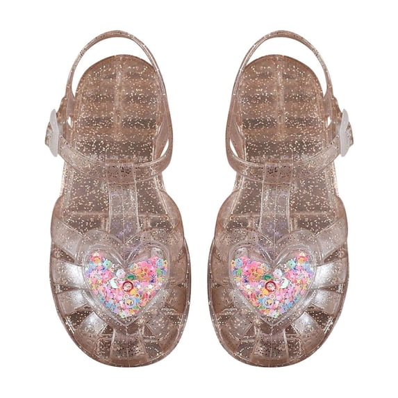 YunPes Girls Cute Jelly Sandals Adjustable Buckle Closed Toe Gladiator Flats Summer Soft Comfy Shoes Beach Vacation for Little Kid Big Kid