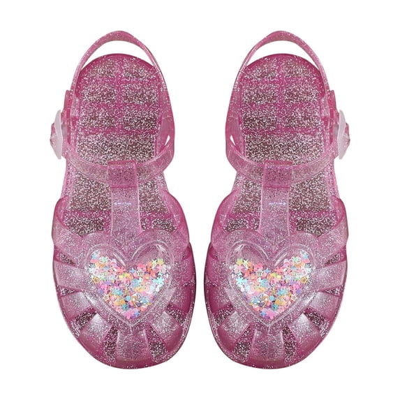 YunPes Girls Cute Jelly Sandals Adjustable Buckle Closed Toe Gladiator Flats Summer Soft Comfy Shoes Beach Vacation for Little Kid Big Kid