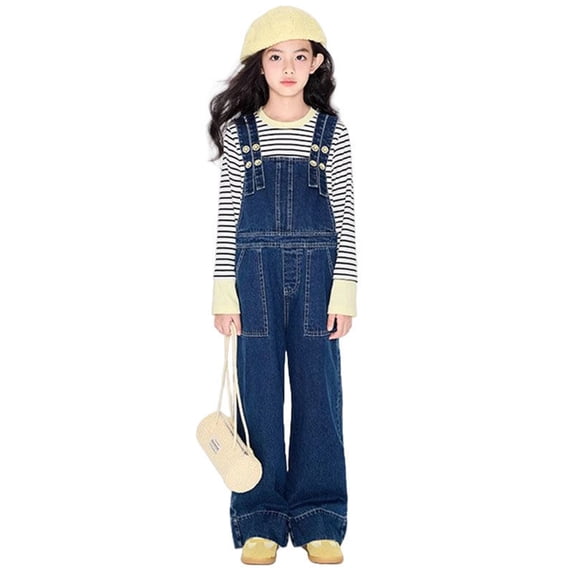 YunPes Girls Denim Overalls Kids Sleeveless Jumpsuits RompersCrisscross Bib Overall with Pockets Teen Trendy Jean Coveralls