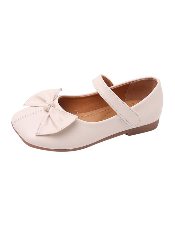 Girls Dress Shoes Cute Bow Closed Toe Falt Shoes Mary Jane Shoes Elegant Comfy School Uniform Shoes Casual Daily