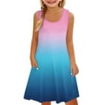 thumbnail image 1 of YunPes Girls Dress Summer Sleeveless Comfortable Casual Dress Gradient Print Children's Clothing with Pocket Vest Dress Children Place Dresses for Girls, 1 of 6