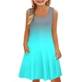 thumbnail image 1 of YunPes Girls Dress Summer Sleeveless Comfortable Casual Dress Gradient Print Children's Clothing with Pocket Vest Dress Children Place Dresses for Girls, 1 of 6
