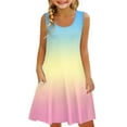 thumbnail image 1 of YunPes Girls Dress Summer Sleeveless Comfortable Casual Dress Gradient Print Children's Clothing with Pocket Vest Dress Girls Skirts, 1 of 6