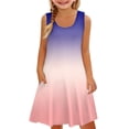thumbnail image 1 of YunPes Girls Dress Summer Sleeveless Comfortable Casual Dress Gradient Print Children's Clothing with Pocket Vest Dress Girls plus Size Dresses, 1 of 7