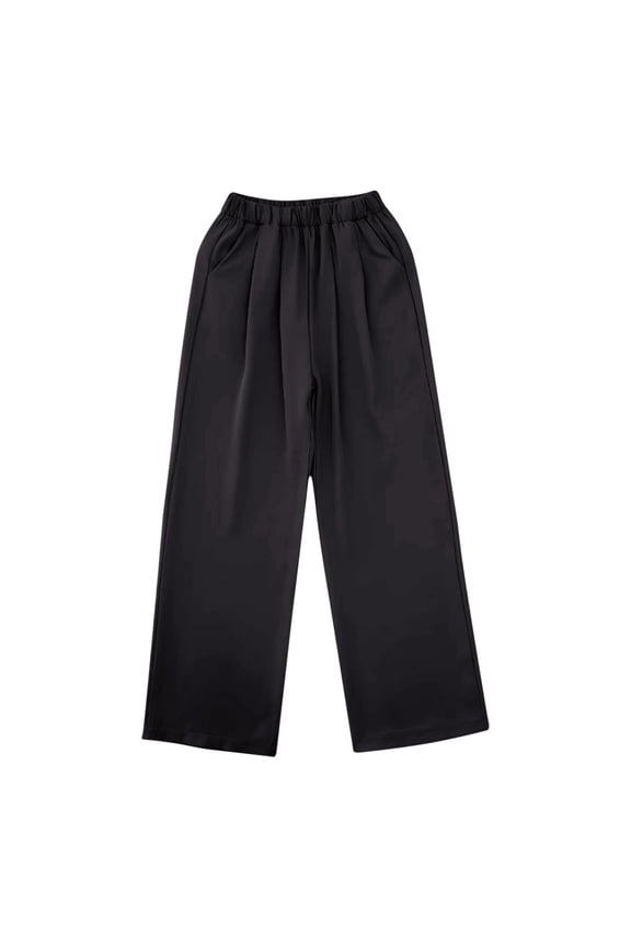 Girls Elastic High Waist Wide Leg Pants Lightweight Drape Suit Trousers Summer Casual Lightweight Pants with Pockets