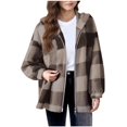 thumbnail image 1 of YunPes Girls Flannel Plaid Jacket Fleece Sherpa Zipper Hooded Jackets Kids Long Sleeve School Winter Warm Outwear with Pockets, 1 of 7