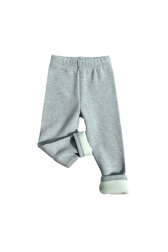 Girls Fleece Lined Leggings Tights Comfy Soft Ribbed Winter Warm Pants Thermal Underpants Clothes Plain Stretchy Outfits