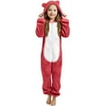 thumbnail image 1 of YunPes Girls Fleece Onesie Warm Animal Fleece Bed Jumpsuit Kids Cute Winter Plain Zip Up Long Sleeve Soft Fuzzy Bear Hooded Romper, 1 of 6