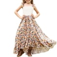 thumbnail image 1 of YunPes Girls Floral Dress Flutter Sleeve Crochet Eyelet Tops High-Low Ruffle Trim Boho Flowy Maxi Dress Summer Party Beach Outfits, 1 of 9