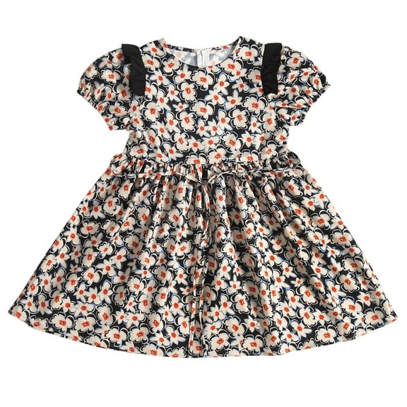 YunPes Girls Floral Dress Spring Summer and Autumn Cute and Comfortable Casual Dress for Middle and Older Children Floral Toddler Dress