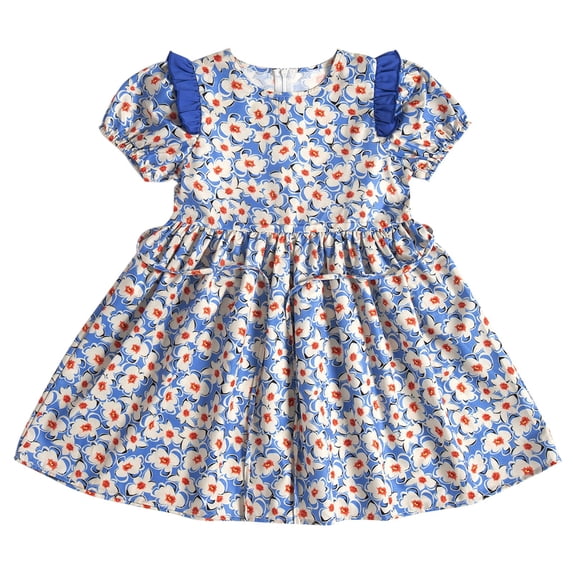 YunPes Girls Floral Dress Spring Summer and Autumn Cute and Comfortable Casual Dress for Middle and Older Children Floral Toddler Dress