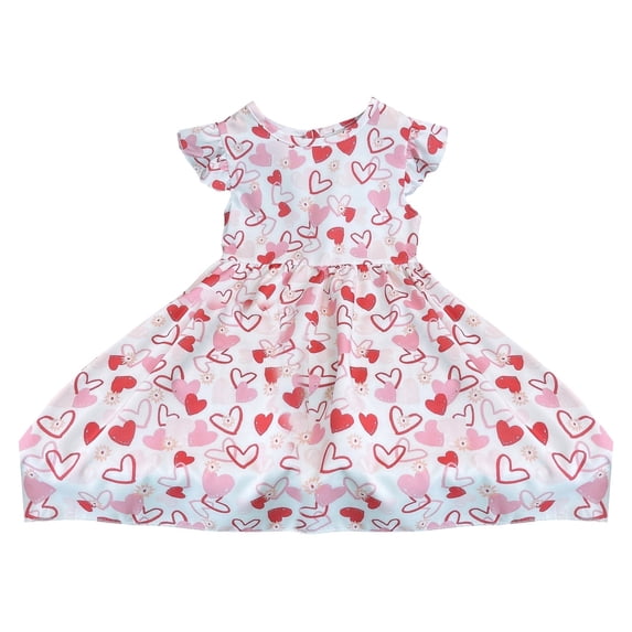 YunPes Girls Floral Dresses Ruffle Fly Sleeve Gathered Waist A-line Flutter Sundress Summer Beach Vacation Dress for Kids