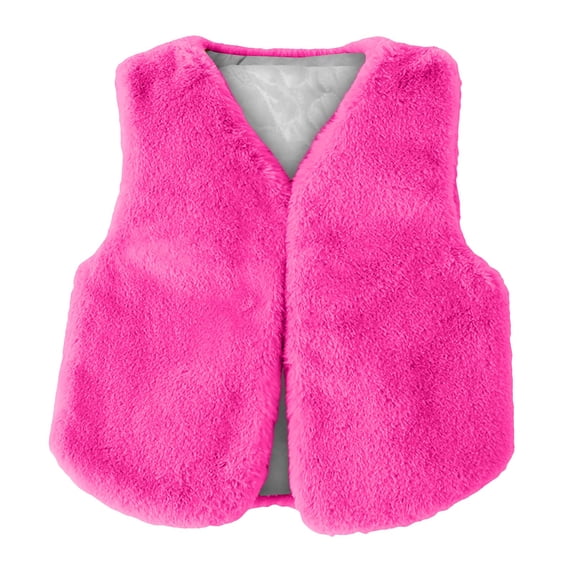 YunPes Girls Fuzzy Faux Fur Vest Fluffy Plush Open Front V-Neck Sleeveless Waistcoat Fall Winter Kids Fashion Thermal Outerwear