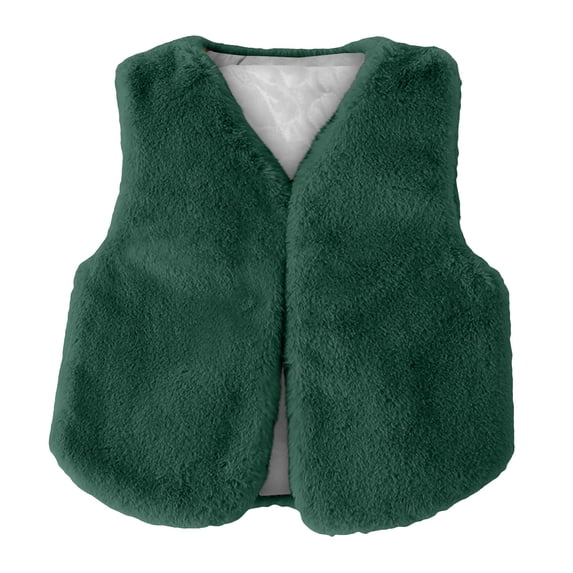 YunPes Girls Fuzzy Faux Fur Vest Fluffy Plush Open Front V-Neck Sleeveless Waistcoat Fall Winter Kids Fashion Thermal Outerwear
