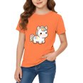 thumbnail image 1 of YunPes Girls Graphic Print Tees Rainbow Unicorn Crewneck Short Sleeve T-shirt Kawaii Pastel Summer Casual Basic Tops for Kids, 1 of 4