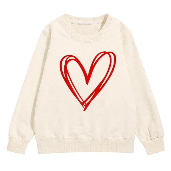 YunPes Girls Heart Graphic Sweatshirts Casual Oversized Fleece Pullover Tops Kids Fall Winter Long Sleeve School Cute Y2k Outfits