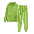 thumbnail image 1 of YunPes Girls Hoodies Sweatsuit Set Teen Plain Cotton Athletic Pullover Sweatshirts Elastic Waist Outdoor Sports Pants Set, 1 of 9