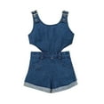 thumbnail image 1 of YunPes Girls' Jumpsuit Summer Children's European and American Style Sleeveless Denim Jumpsuit Shorts Little Girl, 1 of 9