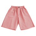 thumbnail image 1 of YunPes Girls Knee Length Gingham Shorts Bermuda Plaid Pants with Elastic Waist Baggy Straight Leg Kids Summer Lightweight Short Pants, 1 of 6