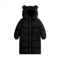 thumbnail image 1 of YunPes Girls' Knee Length Padded Jacket Cute Bear Hooded Winter Coat Toddler Kids Long Puffer Jacket Loose Fit Windproof Outerwear, 1 of 8