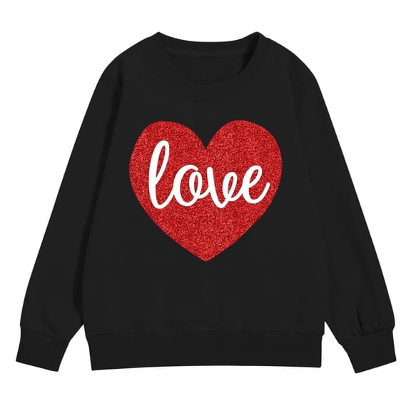 YunPes Girls Long Sleeve Sweatshirt with Cute Heart Print Teen Girls Love Graphic Graphic Crewneck Pullovers Tops Loose Fit Clothing