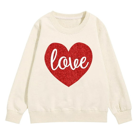 YunPes Girls Long Sleeve Sweatshirt with Cute Heart Print Teen Girls Love Graphic Graphic Crewneck Pullovers Tops Loose Fit Clothing