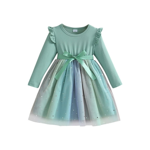 YunPes Girls Long Sleeved Bow Dress Spring Summer and Autumn Comfortable and Fashionable Dress Baby Girl Long Sleeve Dresses