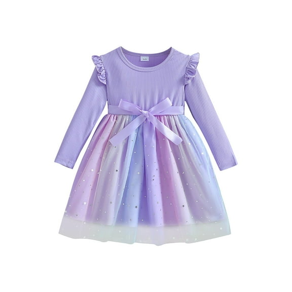 YunPes Girls Long Sleeved Bow Dress Spring Summer and Autumn Comfortable and Fashionable Dress Baby Girl Long Sleeve Dresses