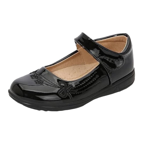 YunPes Girls Mary Jane Shoes School Uniform Flats Dress Shoes Hook & Loop Soft Comfortable Insole Princess Shoes Toddler/Little Kid/Big Kid