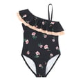 thumbnail image 1 of YunPes Girls One Piece Swimsuit Floral Print Ruffle Bathing Suits Teen Quick Dry Beach Swimwear with Adjustable Strap Birthday, 1 of 3