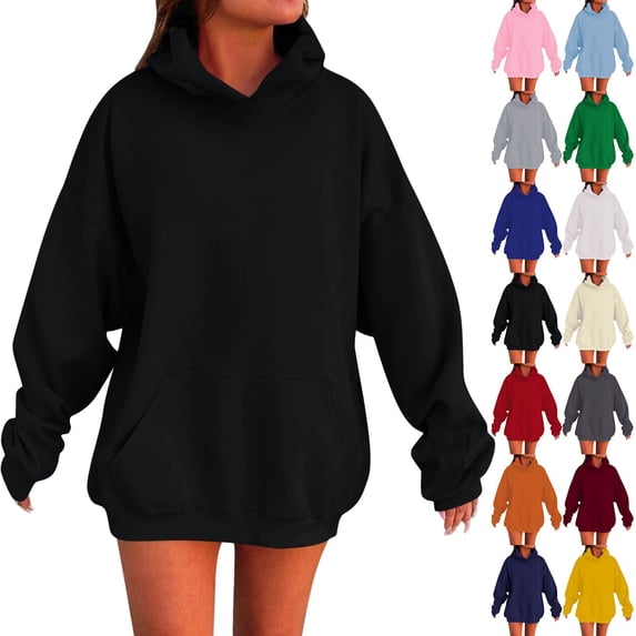 YunPes Girls Oversized Sweatshirt Baggy Fit Solid Hoodie Fall Winter Trendy Long Sleeve Hooded Pullovers Teen School Daily Wear