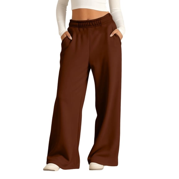 YunPes Girls Oversized Wide Leg Sweatpants with Thick Fleece Lined Kids Elastic Waist Straight Leg Track Pants Casual Plain Trousers