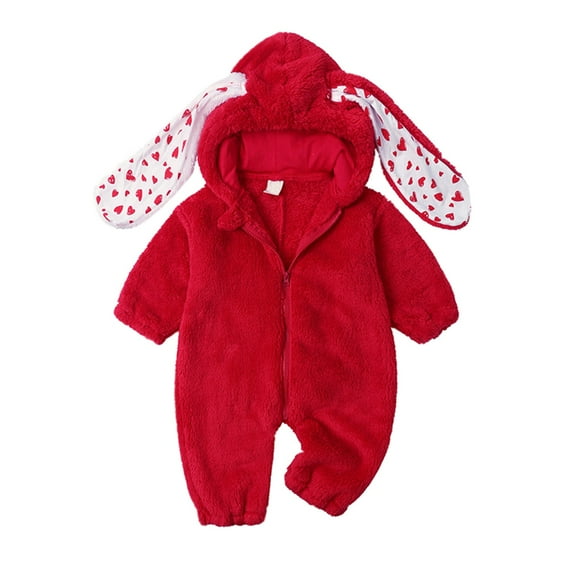 YunPes Girls Plush Bodysuit Plush Jacket Boys and Girls Plush Thick Cute Warm Bodysuit Baby Girl Clothes 18-24 Months
