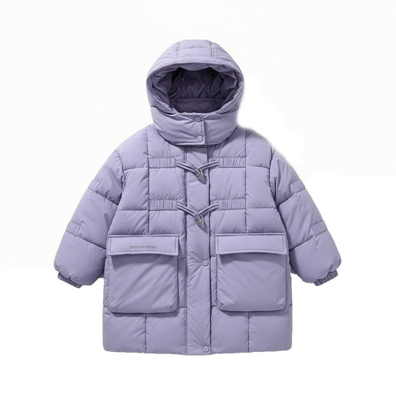 YunPes Girls Puffer Winter Coat Warm Down Insulated Quilted Jacket Windproof Hooded Outerwear Cute Lightweight Outdoor Clothes