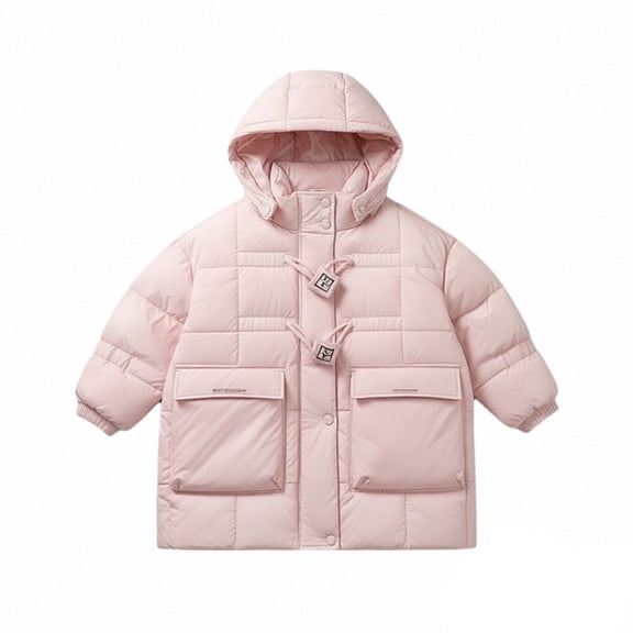 YunPes Girls Puffer Winter Coat Warm Down Insulated Quilted Jacket Windproof Hooded Outerwear Cute Lightweight Outdoor Clothes