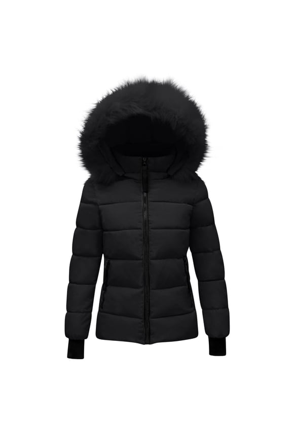 Girls Quilted Puffer Coat Winter Warm Snowproof Jacket Teen Windproof Parka Faux 𝐅𝐮r Hooded Outerwear Cute Clothes