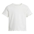 thumbnail image 1 of YunPes Girls Ruffle Short Sleeve T Shirt Lettuce Trim Crew Neck Tops Basic Tee Cute Casual Shirt for Kids Teens Casual Summer Tee, 1 of 9