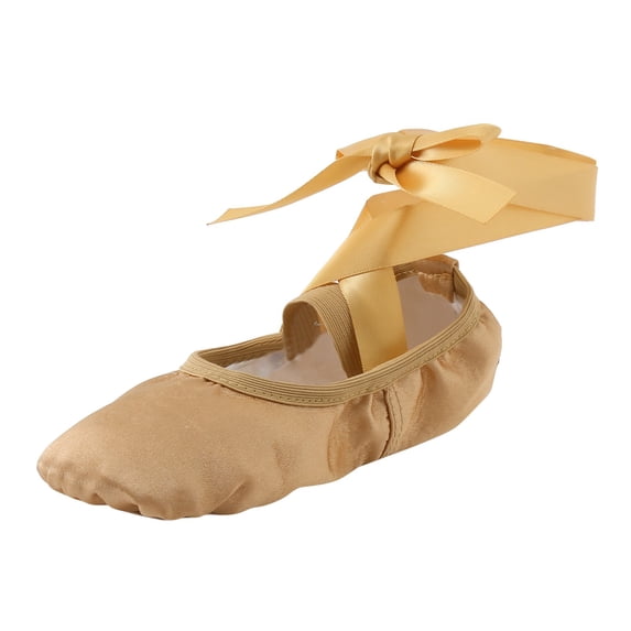 YunPes Girls Satin Ballet Slippers Elegant Ribbon Tied Slip-On Dance Shoes Soft Comfy Stage Performances & Ballet Training