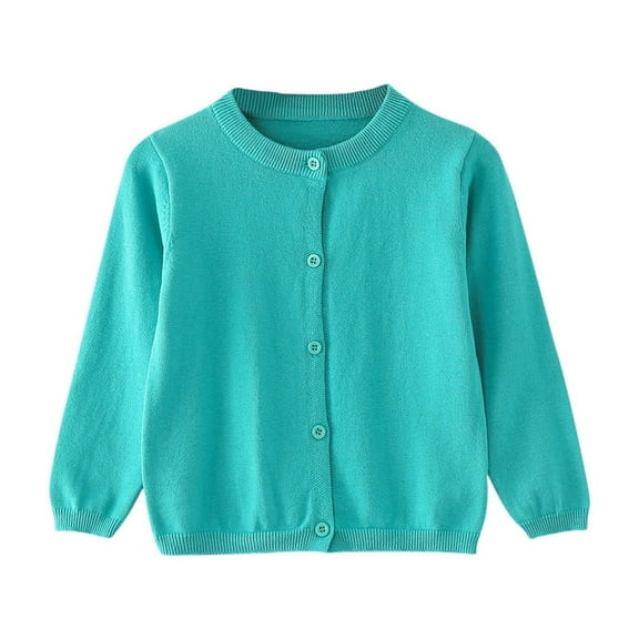 YunPes Girls School Crewneck Knit Cardigan Sweater Kids Baby Button Long Sleeve Unifor𝐦 Sweaters Basic Solid Casual Fall Jacket